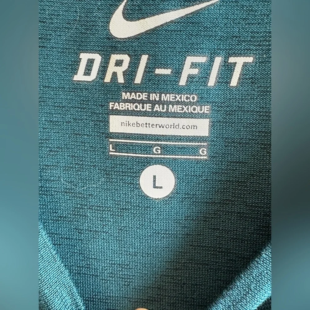 Nike Men's Teal Blue/Green Dri-FIT Athletic Short Sleeve Active Tee Sz L